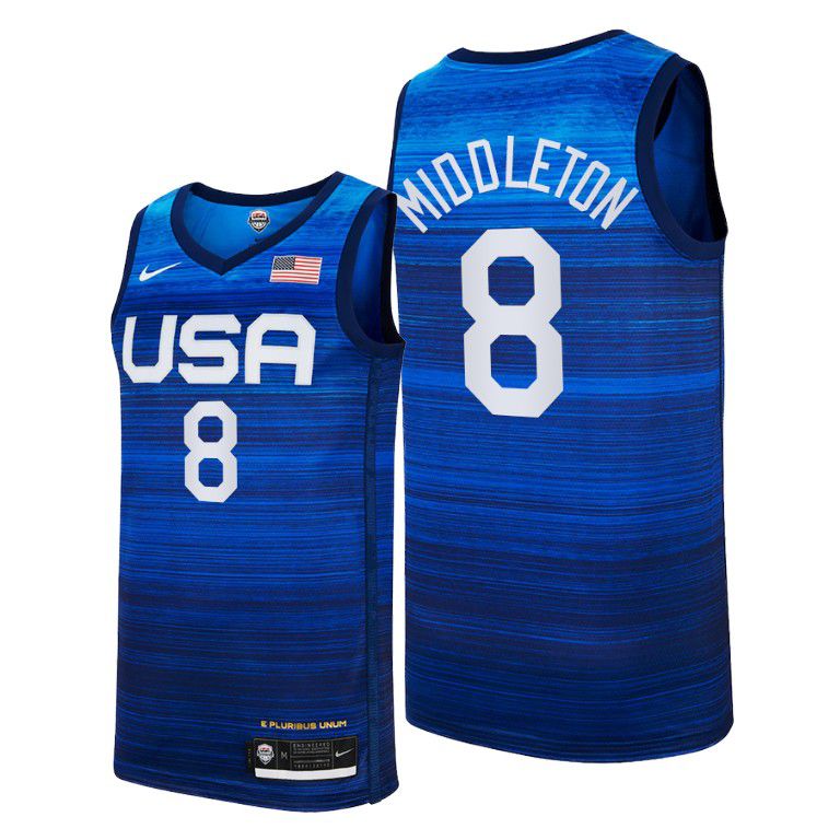 2021 Olympic USA #8 Middleton Blue Nike NBA Jerseys
